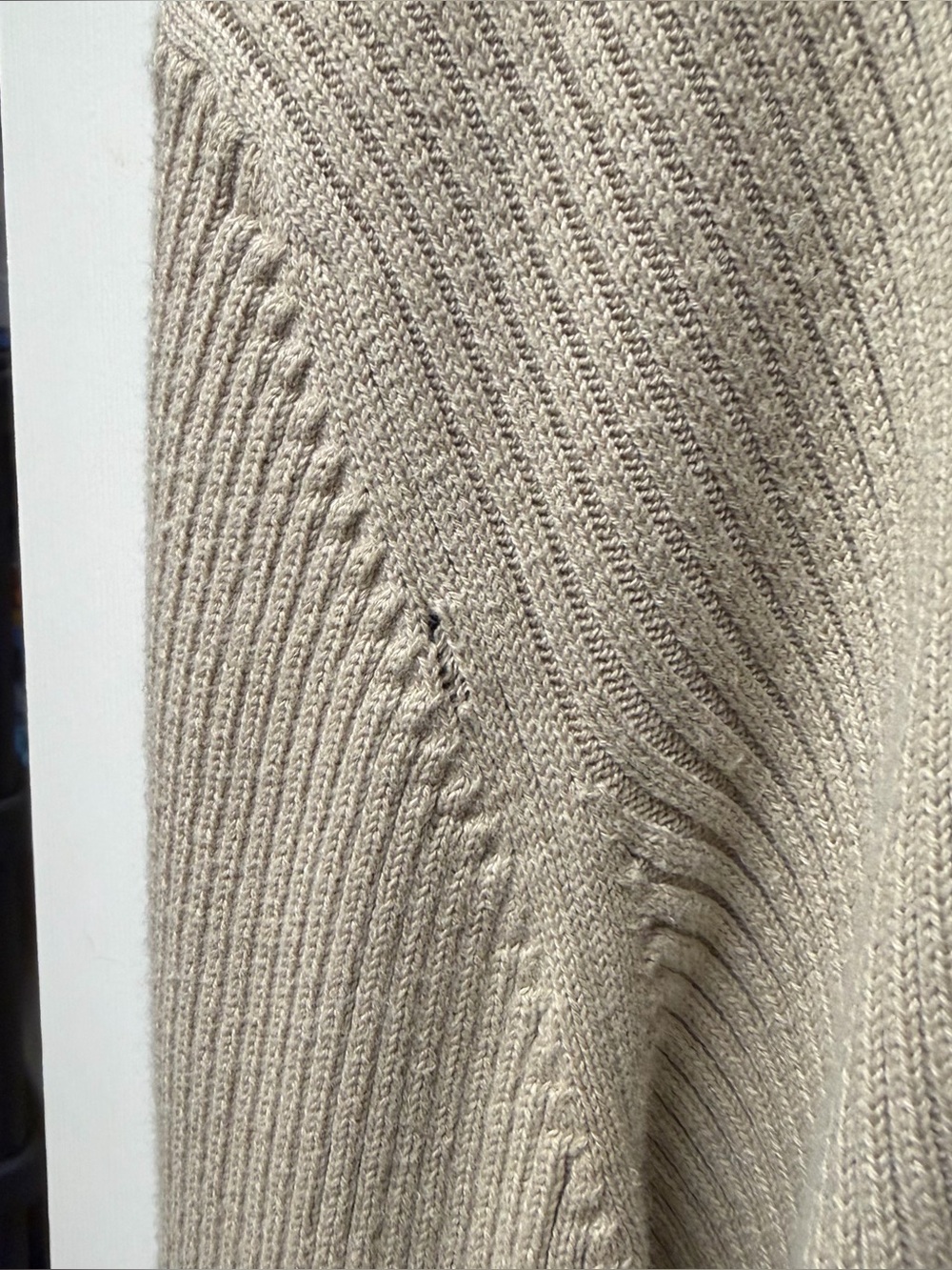 Beige Ribbed Crewneck Sweater - Picture 4 of 4